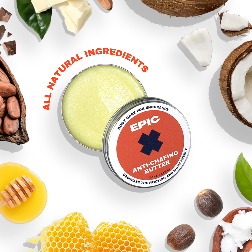 Sweat-resistant chafing balm ingredients: beeswax and cocoa butter